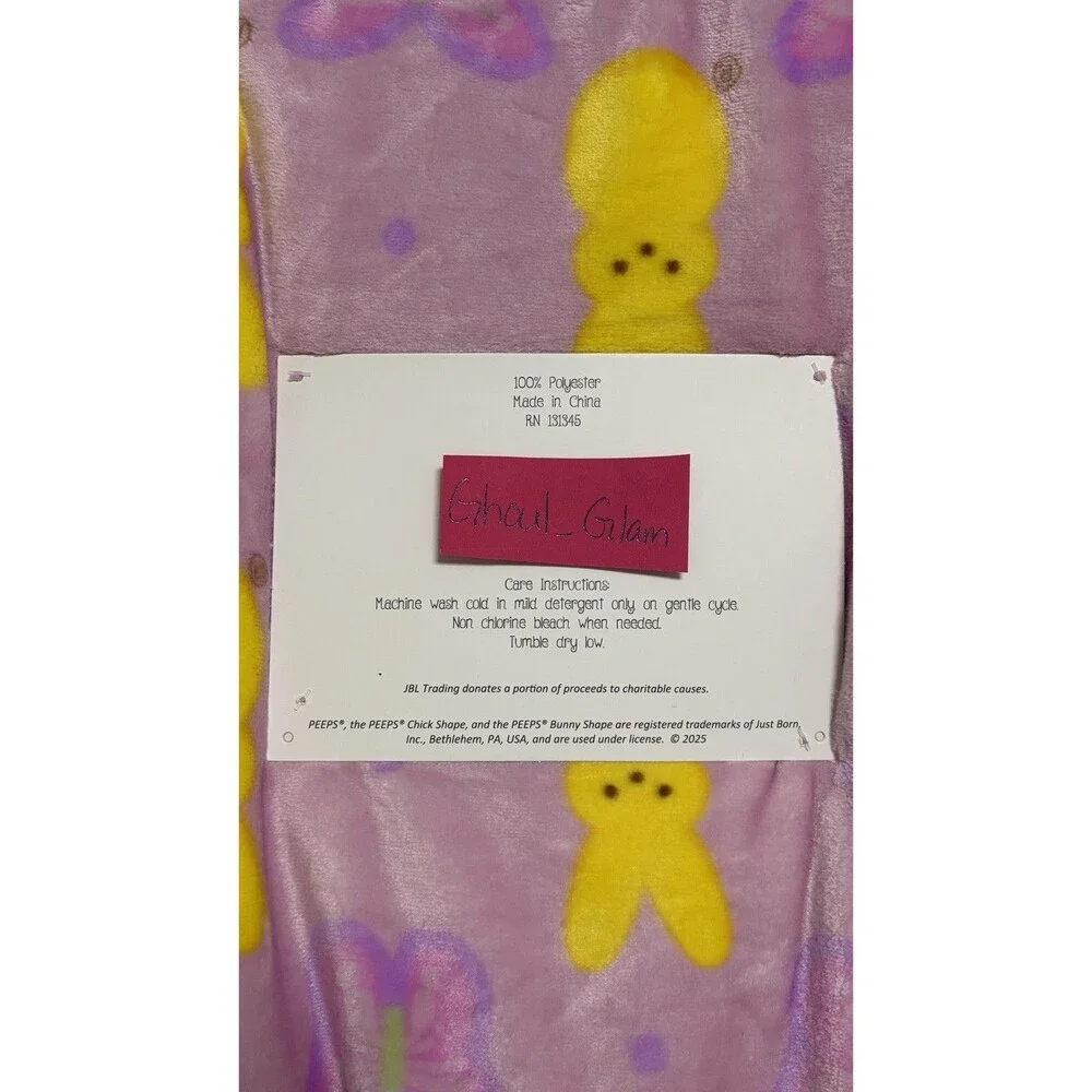 Peeps Happy Easter Plush Throw Blanket 60x70 Pink Bunny Butterfly Oversized